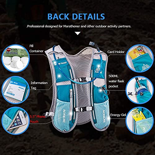 AONIJIE Running Vest Hydration Backpack 5L Unisex Trail Water Lightweight - color: Blue and No Water Bladder