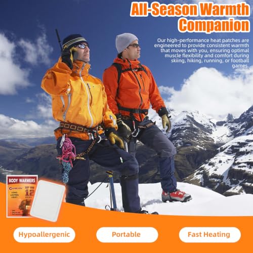 WORLD-BIO Body Warmers for Cold Weather, Heat Warmer Patch Disposable with Adhesive Backing Gives Hours Warm - 12/20/32/40 Packs, Hand Warmers Long Lasting Safe Natural Odorless - style: Body Warmer 40 Packs