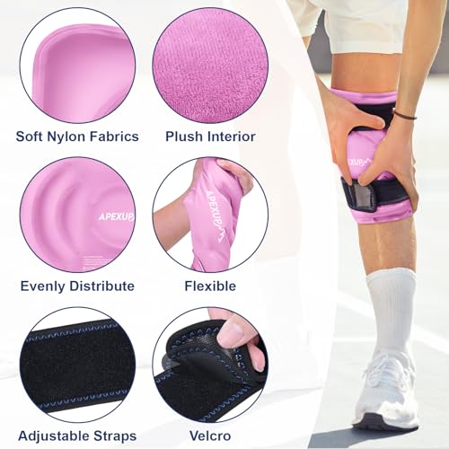 APEXUP Ice Pack for Knee Pain Relief, Large Reusable Wrap After Surgery, Flexible Gel Cold Pack for Injuries, Pain Relief for Back, Shoulder, Elbow, Ankle and Leg (Pink, L, 2PK) - size: Large-2PK, style: Pink