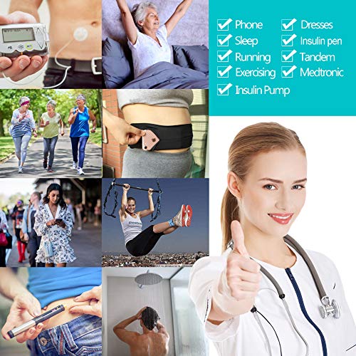 Insulin Pump Belt Adjustable, Diabetic Waist Fanny Packs Lightweight Running Medical Wide Band Holder Accessories for EpiPen T1D Men Women Black - size: Medium (Pack of 1)