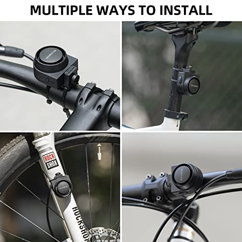 ROCKBROS 115dB Bike Alarm with Remote Motion Sensor Anti-Theft 2 Pack - color: Black-2pcs