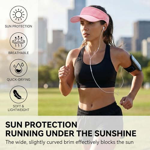 LONGLONG Sports Sun Visor Hat with Non-Slip Toggle Breathable for Women Men - color: Pink