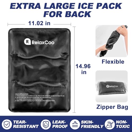 Large Flexible Ice Pack for Injuries Reusable Gel, 11x14.5 Inches, Cold Compress for Hip, Shoulder, Knee, Back Pain, Swelling, Bruises, Surgery, Black - style: BLACK