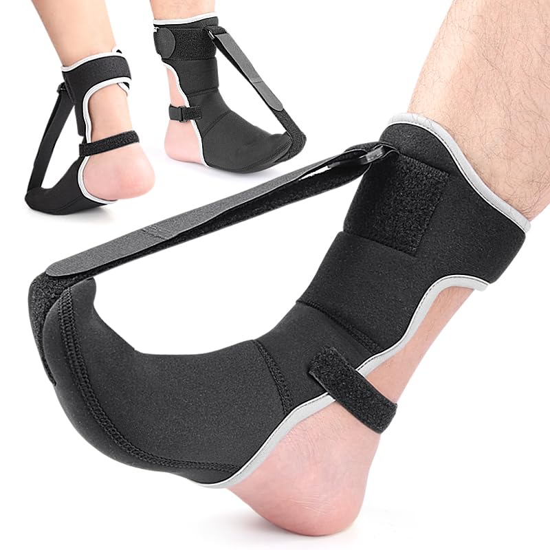 Plantar Fasciitis Night Splint for Women Men, Adjustable Day Night Foot Brace Sock for Sleeping, Achilles Tendonitis & Foot Drop Support, Soft Stretch for Plantar Fascia Heel Pain Relief