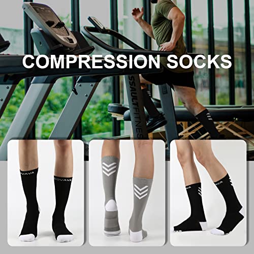 Dri-tech Compression Crew Socks 15-20mmHg (4 Packs) Quick Dry Athletic Running Socks, Small-Medium, Black-Grey-White