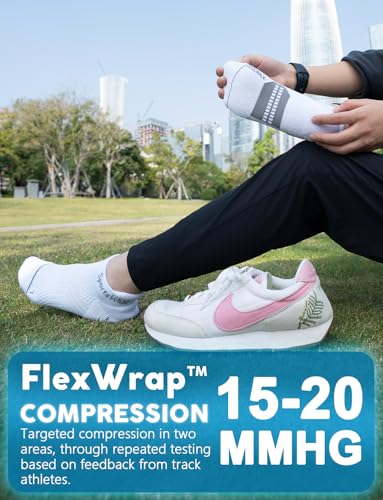 Juclise Women's No Show Compression Running Socks, 3 Pairs - color: Glacier White*2+bright Lilac*1, size: Medium