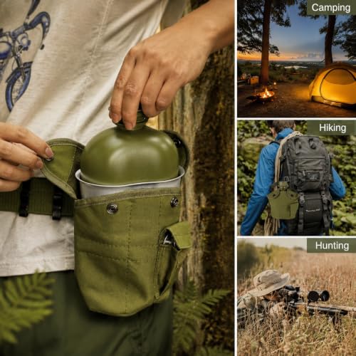 BeGrit Army Canteen Stainless Steel Cup w/Spoon Fork for Backpacking