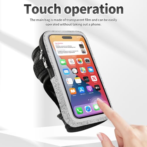 Wristband Phone Holder for Running, Running Armband with Card Slot for iPhone Pro Max Plus (16/15/14/13/12/11/X/XR), for Galaxy S24/S10, Cell Phone Armband Up to 7.0'' Phone - color: Grey