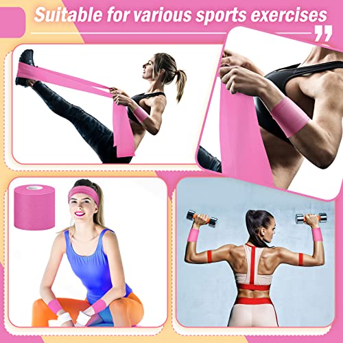 BBTO 3 Rolls Pre Wrap Tape 2.75 Inch x 90 Yards Athletic Foam Underwrap Sports Pre Headbands for Hair Ankle Wrists Knees Sports(Pink) - color: Pink