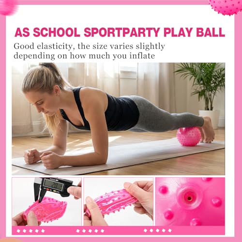 Jerify Knobby Balls Spiky Sensory Bouncy Balls Bulk - color: Pink