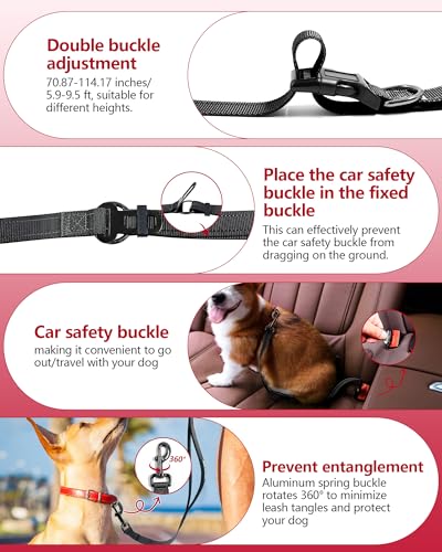 Hands Free Dog Leash, Multifunctional Crossbody Dog Leash - color: Black, size: Large-5.9-9.5ft