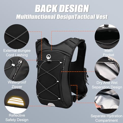 Running Vest with 2L Leakproof Water Bladder, Chest Pack for Hunting with Insulated Compartment for Men & Women Running, Cycling, Camping, Hiking, Skiing