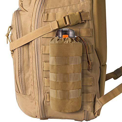 FRTKK Tactical MOLLE Water Bottle Pouch with Drawstring Open Top & Mesh Bottom, Military Water Bottle Holder Bag Sports Travel Hydration Carrier - color: Red-1 pack