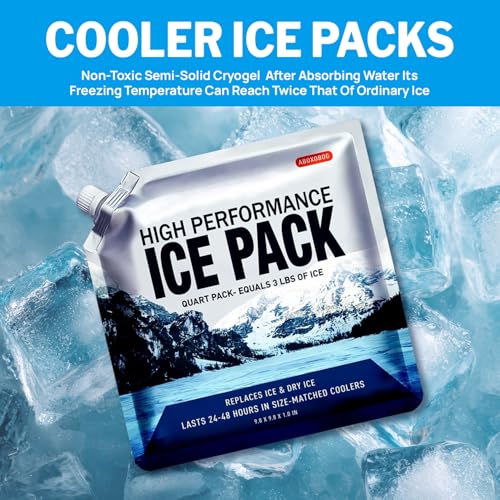 Reusable Ice Packs for Coolers 2 Pack, Long Lasting Gel Freezer Packs for Cooler Bag, Large Lunch Boxes & Backpack, Cold Blocks for Food (9.8" x 9.8") - size: Medium-2pk