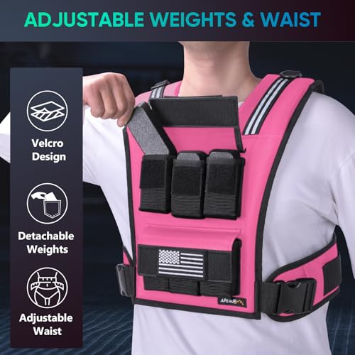 APEXUP Weighted Vest Men, Adjustable Weight Vest for Running - color: Pink, size: With Weights-30lbs