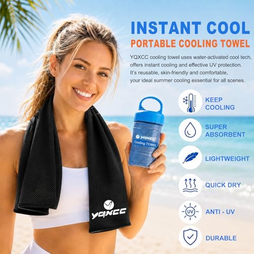 YQXCC 2 Pack Cooling Towels (47"x12"), Ice Cool Towel for Neck & Face - color: Dark Gary/Rose Red