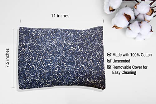 Microwavable Corn Filled Heating Pad and Cold Pack/Washable 100% Cotton Cover (Breezy -Navy, 7.5in W x 11in L) - size: 7.5in W x 11in L, style: Breezy -Navy