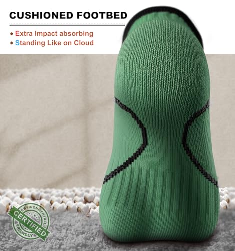 BULLIANT Men Running Ankle Socks 6Pack-Cushioned Support-Low Cut No Show - color: Shale Green8246, size: 6-9