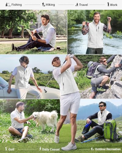 33,000ft Men's Windproof Lightweight Golf Vest Outerwear Sleeveless Jacket - color: Cool Gray, size: Small