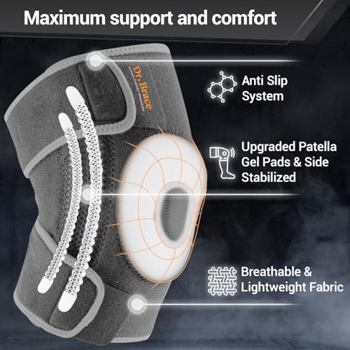 DR. BRACE ELITE Knee Brace with Side Stabilizers & Patella Gel Pads - color: Moon, size: Small
