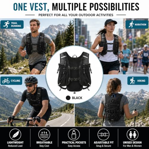 Running Hydration Vest Backpack with 1.5L Bladder for Men Women - color: black, size: with hydration