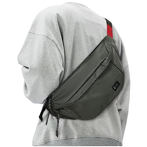 Fashion Large Crossbody Fanny Pack for Men Women,Water Resistant Waist Bag fanny Packs belt bag sling bag with 5-Zipper Pockets,Carrying 7.9"phone,Green-large - color: B-Green-L
