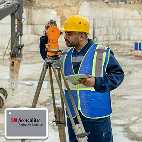 3M High Visibility Reflective Safety Vest with Zipper and Pockets Blue,M - color: 3m-blue, size: Medium