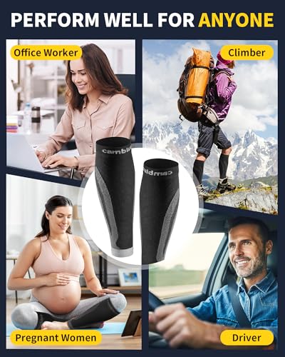 CAMBIVO Calf Compression Sleeve 3 Pairs Footless Compression Socks Running - color: Gray, size: Small-Medium