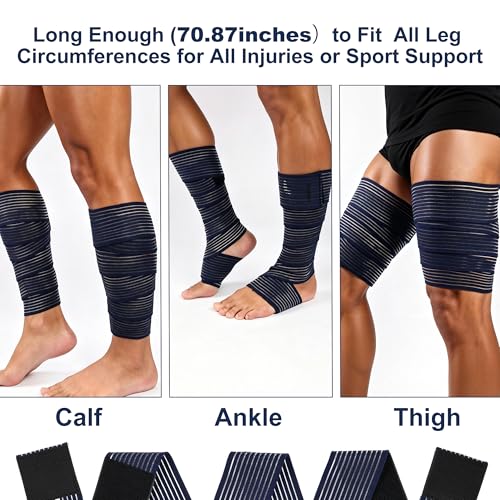 Compression Wraps for Legs Swelling Relief, Adjustable Breathable, 2 Pack - color: Dark Blue, size: 70.87"