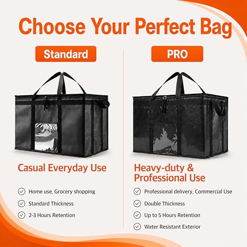 NZ home Insulated Food Delivery Bag, Grocery Cooler & Catering Tote - color: Red, size: XL Plus