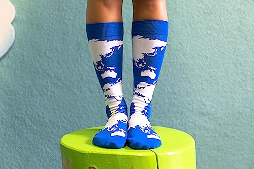 Living Royal Compression Socks - Graduated Compression 15-20mmHg, Padded Cushion Bottom Fun Socks, Moisture-Wicking - color: Map
