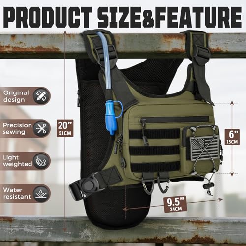Hydration Vest with 2L Water Bladder for Men and Women,Lightweight Adjustable Hydration Backpack,Hiking Backpack with Water Bladder for Climbing Cycling Hiking - color: Olive