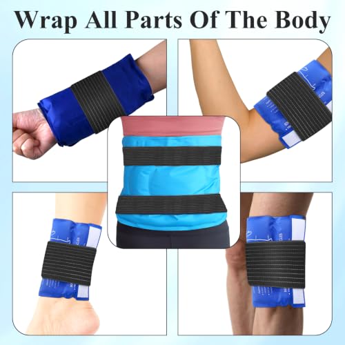 4-Pack Ice Pack Straps,35.5"x3"Elastic Ice Pack Wrap Holder with Hook&Loop - color: Black