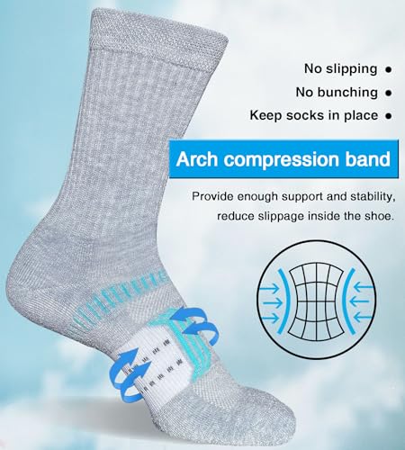 Suaskk Womens Cushioned Breathable Athletic Running Crew Socks 5 Pairs - color: Grey 5 Pairs, size: 9-11