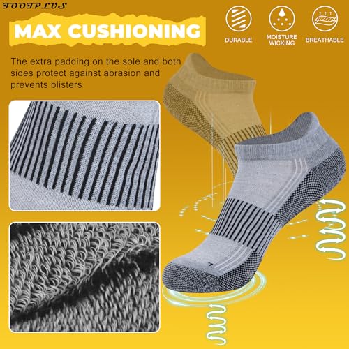 FOOTPLUS Copper Compression Socks,Unisex Cushioned Sole Arch Support Athletic Ankle/Crew Running Hiking Socks - color: 6 Pairs- Grey&black, size: Large-X-Large