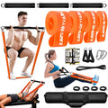 DASKING Resistance Band Bar Set for Home Gym, 500LB Total Resistance with Longer Bar & 4 Stackable Bands, Detachable for Full Body Workouts, Door Anchor, Exercise Guide - style: 98CM/38.5" Length -Black