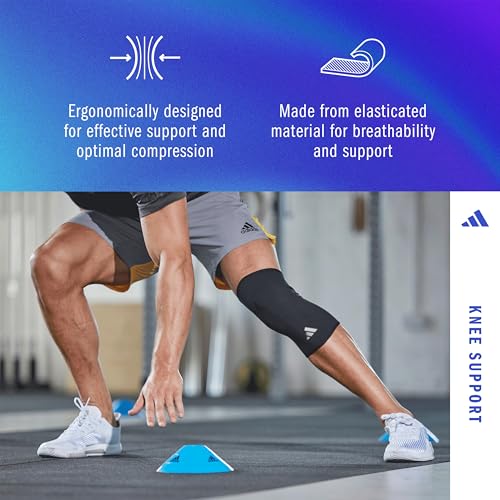 adidas Knee Support Sleeve - Knee Sleeve for Support, Training, and Competitions - Ergonomic Design, Elastic Nylon Blend - Durable and Breathable - For all Fitness Levels - X-Large - size: X-Large, style: adidas Knee Support
