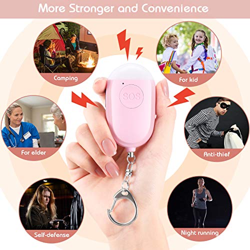 Frienda 4 Pcs Personal Security Alarm Keychain 130 DB USB Rechargeable