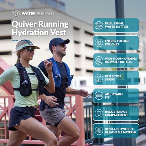 Water Buffalo Hydration Running Vest - Quiver Hydration Vest - Running Hydration Vest with Dual Water Bottles - Lightweight Water Backpack for Running, - color: Seaglass, size: Small-Medium