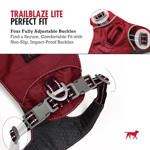 Tuff Pupper All-Day Wear Dog Harness | for Walking, Trail Running, Hiking | Front & Back Leash Clips | Reflective Trim | Easy On/Off Buckles | Lightweight Breathable | No Pull Design (XXXS, Red) - color: Crimson Red, size: XXX-Small