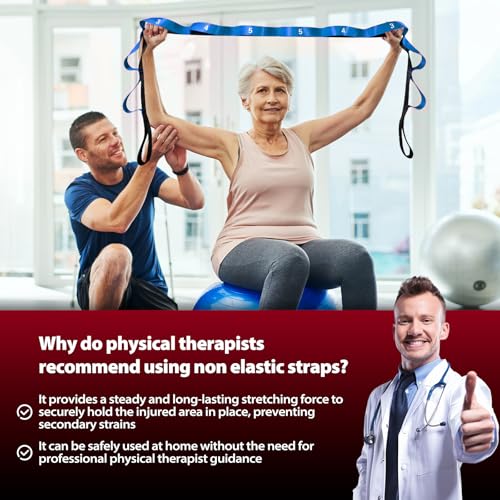 Acozycoo Stretching Strap with Loops for Physical Therapy,Knee,Leg Lifter - color: Dark Blue, size: Length: 86 Inch, Width: 1.5 Inch