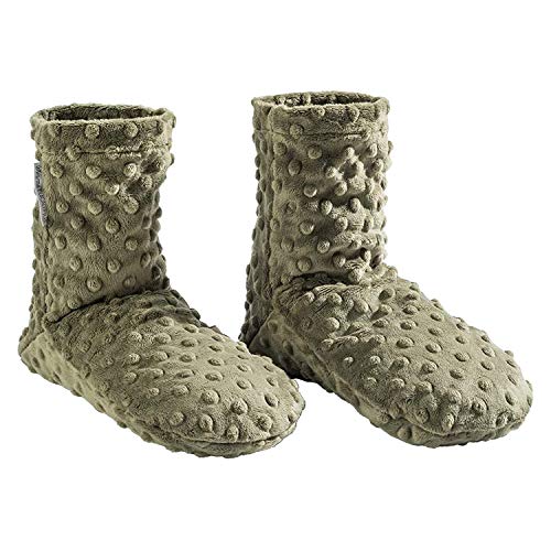 Sonoma Lavender Spa Booties, Microwavable Heated Slippers, Luxury Herbal Booties, Herbal Aromatherapy Foot Warmer - color: Green Dot, size: 10