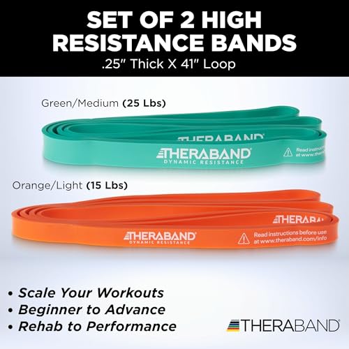THERABAND High Resistance Band Set of 2, Light and Medium Loop, 15-25 lb - size: 2 Pack Easy (15-25 lbs)