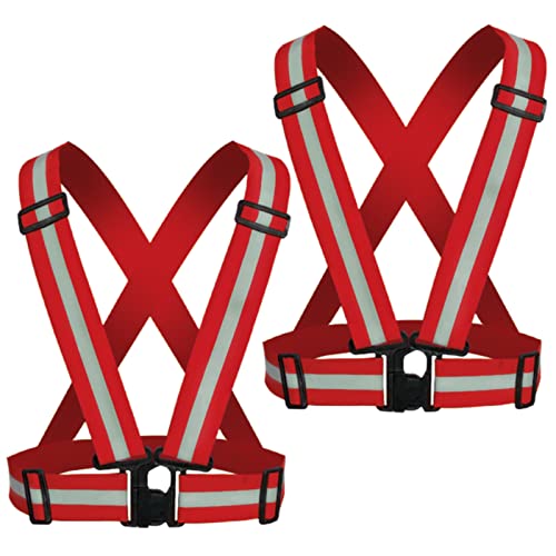 Reflective Vest, High Visibility Safety Vest Straps Reflective Gear for Night Running Walking Cycling for Men Women Kids - color: Red