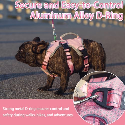 Escape Proof Dog Harness, No Escape No Pull Reflective Dog Harness with Durable Handle, Adjustable Heavy Duty Vest for Small Medium Large Dogs, Walking and Training (Pink,L) - color: Pink, size: L (Pack of 1)