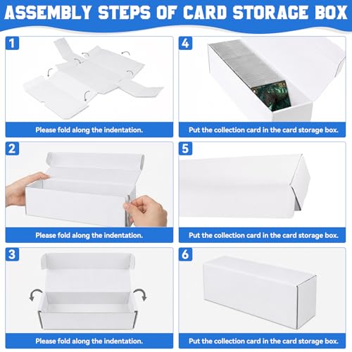 DEDC 3-Pack Trading Card Storage Box for Toploaders, Semi-Rigid & Magnetic Card Holders, White Corrugated Cardboard Collection Organizer for TCG, Baseball & Sports Cards (1050 ct)