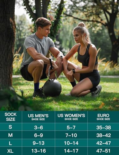 Juclise Men's Compression Running Crew Socks, 3 Pairs - color: Charcoal Heather+steel Heather+dynamic Blue/Royal, size: Large