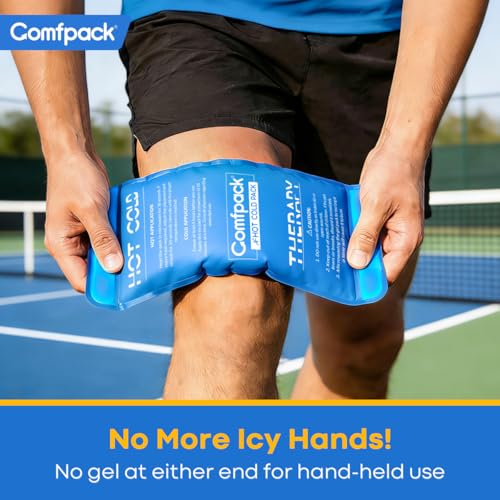 Comfpack Soft Ice Packs for Injuries Reusable, Double Side Hot Cold Therapy - size: 9.1×3.8 Inch