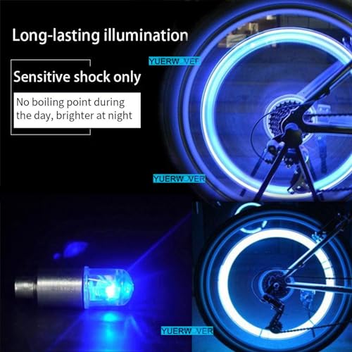 4 Pack LED Valve Stem Caps Lights for Car Tires Wheel Assemblies Light up Air Neon Bicycle Motorcycle Tyre Bike Truck Golf Cart for Kids Men Women(Blue) - color: 4-Blue