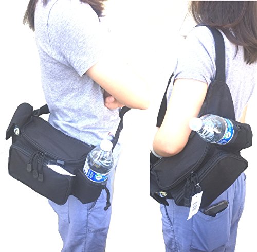 Explorer Black Large Polyester Water Resistant Waist Fanny Bag Purse Pack Men Women Girl Kids Outdoors Running Climbing Cute Fashion Waterproof Water Bottle Holder